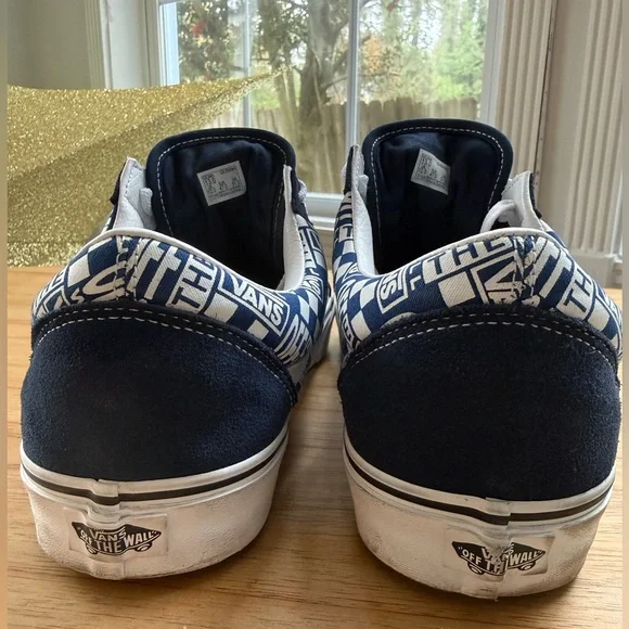 Vans Old Skool Navy Logo Checker Print Sneakers | Men’s Size 13 - Picture 8 of 11
